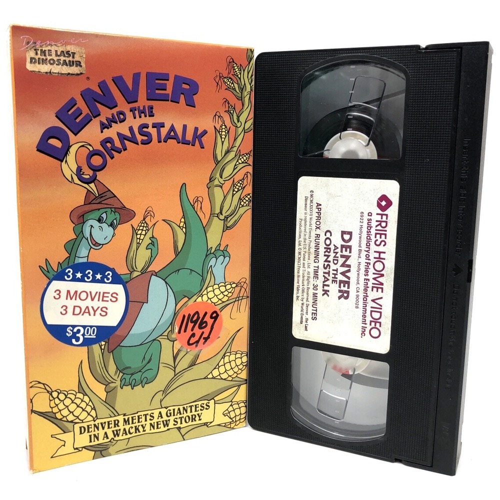 The Last Dinosaur VHS VCR Tape Denver‎ and the Cornstalk 1991 90s Cartoon OOP